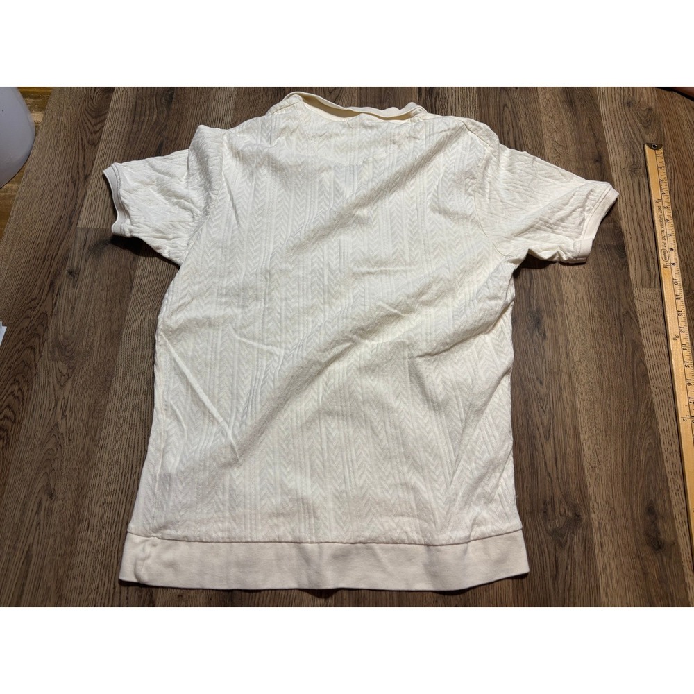 Denim & Flower Quarter Zip Polo Shirt Men XL Cream Adult Textured Knit Excellent - Picture 2 of 12